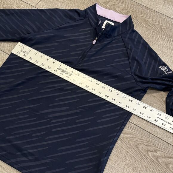 FootJoy Sweater Womens M Blue 1/4 Zip Golf Tennis Performance Preppy AOP - Picture 7 of 9